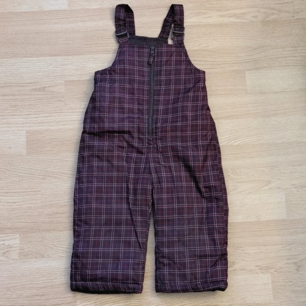 Circo Brown & Pink Plaid Snowbibs. Winter Cozy